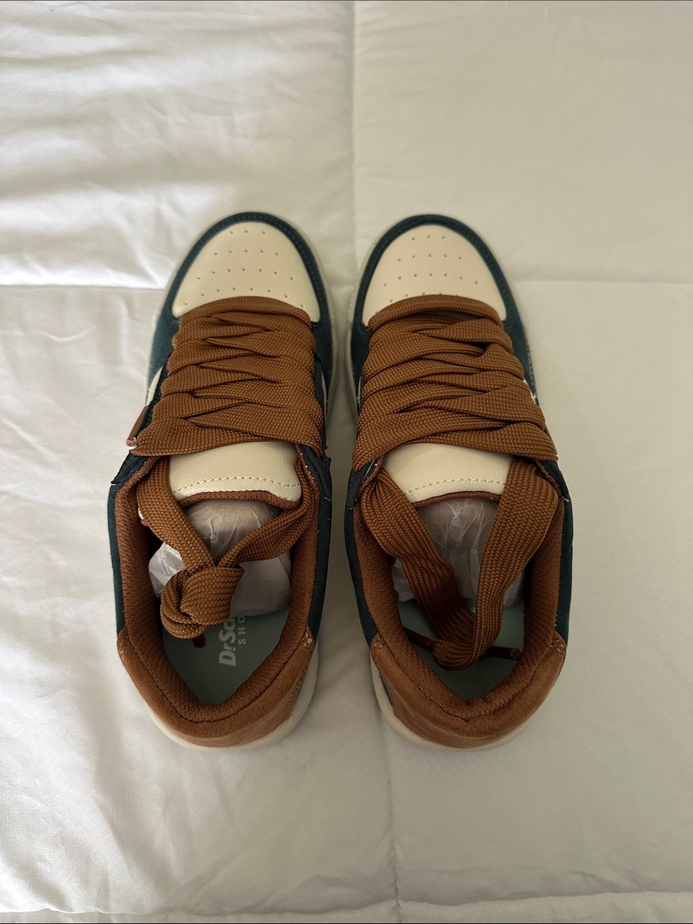 Dr. Scholl's Women's Low-Top Sneakers in Cream, Brown and Teal
